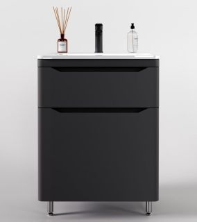 Тумба под раковину Style Line Марелла 60 Люкс Plus СС-00002397 серый матовый